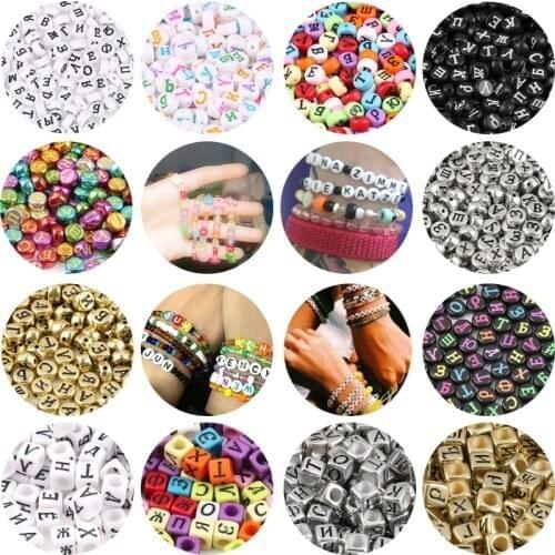 4*7mm Mixed Russian Letter Acrylic Beads Round Flat Alphabet Cube Loose Spacer Beads For Needlework Jewelry Making Diy Bracelets