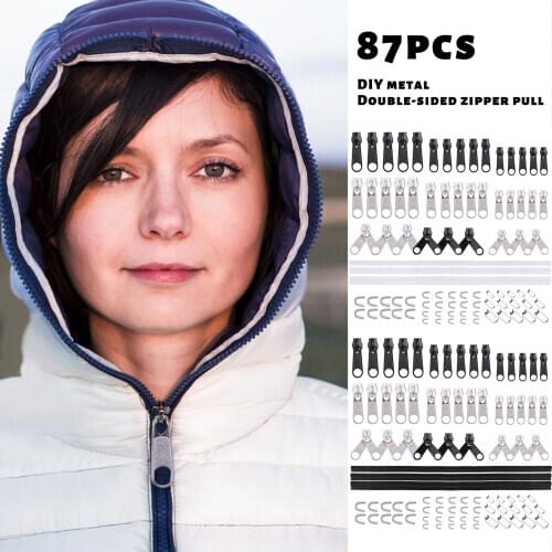 87Pcs/Set New Fix Zipper Slider Zipper Head Universal Kit Replacement For Broken / Wearable Sliders Instant Repair Zipper Useful