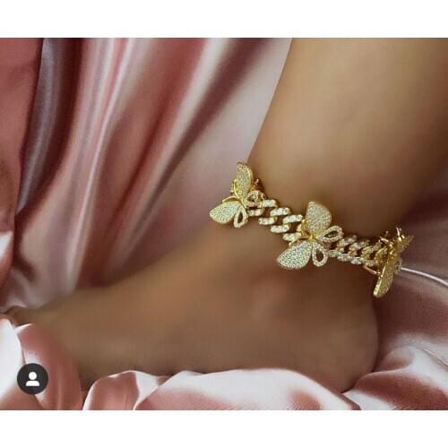 Accking Guba chain Womens fashion micro pave set cubic zirconia anklets for women jewelry