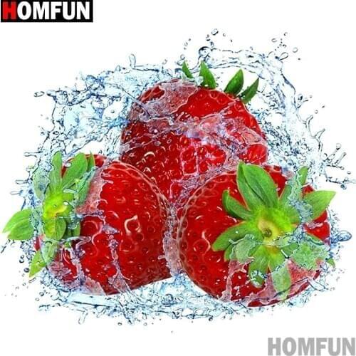 HOMFUN Full Square/Round Drill 5D DIY Diamond Painting "Fruit strawberry" 3D Embroidery Cross Stitch 5D Decor Gift A13246