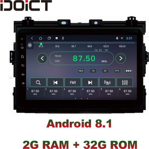IDOICT Android 8.1 IPS Screen 2G+32G 8 CORE Car DVD Player GPS Navigation Multimedia For Toyota Previa Radio car stereo