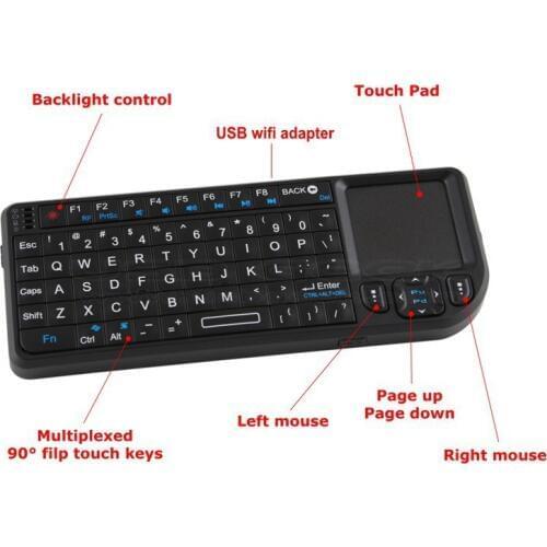 Mini 2.4G Wireless Keyboard Touchpad Backlight Wireless Keyboard For Smart TV Samsung LG Panasonic Toshiba Free ship