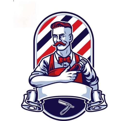 Fuzhen Boutique Decals Exterior Accessories Barber Man Holding Clipper Motorcycle Bumper Window Stickers Vinyl Car Wrap Decal