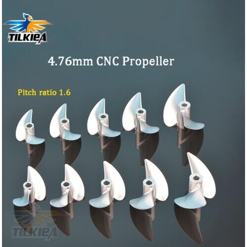 CNC 4.76mm 3/16'' Alloy Propeller 2 blades Screw Left/Right D42/43/45/46/47/48/50/52/54/56/58mm For Rc Racing Boat