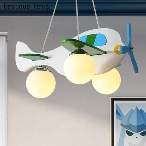 Cartoon creative white airplane chandelier boy bedroom childrens room lamp Nordic decorative LED Chandelier