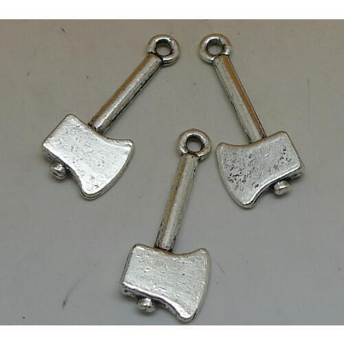 Nevstop 100Pcs/lot Antique Silver 2-Sided Axe Charms Fashion Vintage 25x10mm Tool Pendant Jewelry Suppliers