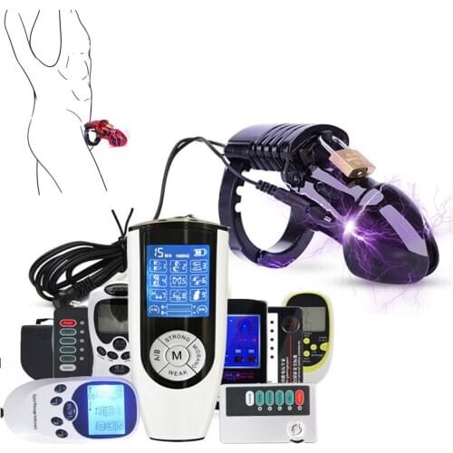 Electro Shock CB6000 Chastity Cage Ball Stretcher,Electric Stimulation Cock Cage,BDSM Penis Ring Male Chastity Lock SM Sex Toys