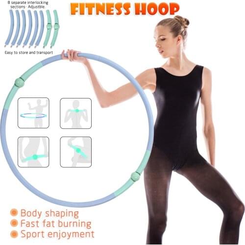 Fitness Hoop Adults Professional 8 Parts Detachable Exercise Hoop Adjustable Size Home Massage Waist Ring Yoga Weight Loss E2