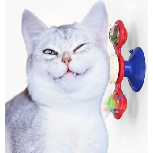 Cat Toy Interactive Windmill Portable Scratch Molar with Strong Silicon Suction Cup Glowing Ball Funny Kitten Pet Play Suppliers
