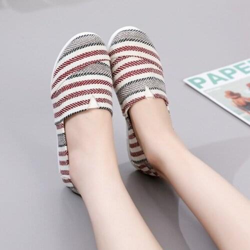 Summer WomenS Flst Shoes Non-Slip Breathable Comfortable Mixed Color Ladies Soft Bottom Cloth Shoes 2021 Women Footwear Leisure