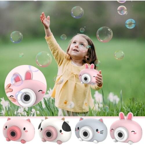 Cartoon Animals Bubble Machine Light Music Automatic Bubble Blowing Camera Cartoon Pig Animal Soap Bubble Maker Outdoor Toy 10ml