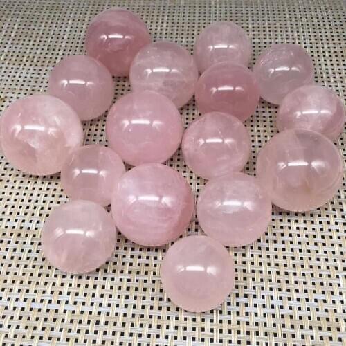 Natural rose quartz massage ball polished minerals stones and crystals healing sphere home decoration