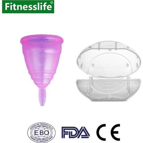Menstrual Cup Reusable with Storage Case Leak-proof Medical Grade Silicone Women Feminine Hygiene Women Lady Period Size S M L