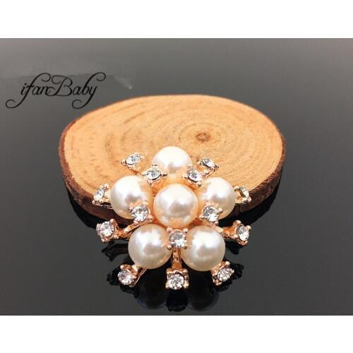 Metal Buttons For hair Accessories flat back pearl Rhinestone buttons