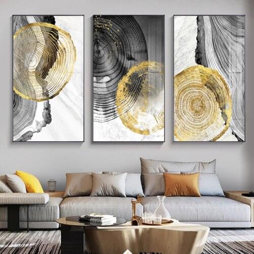 Minimalist Abstract Wall Poster Modern Style Canvas Print Black Gold Texture Painting Interior Room Decoration Wall Art Picture