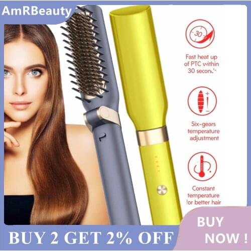 Multifunctional Professional Hair Straightener Tourmaline Ceramic Hair Curler Brush Hair Comb Straighteners Curling Hair Iron