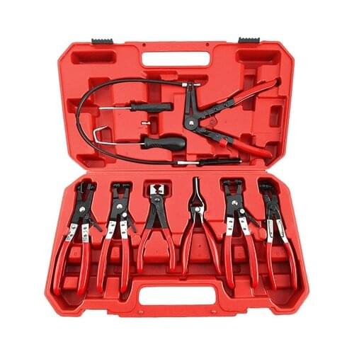 9 PC Hose Clamp Ring Plier Set Flexible Cable Plier Mechanic Auto Tool