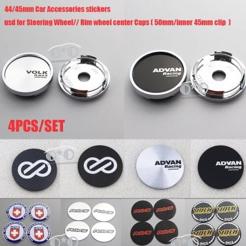 New 4PCs 45mm 50mm Enkei HRE Advan Racing Volk Rays Racing Car Wheel Center Centre Hub Cap Auto Styling Emblem Stickers Labels