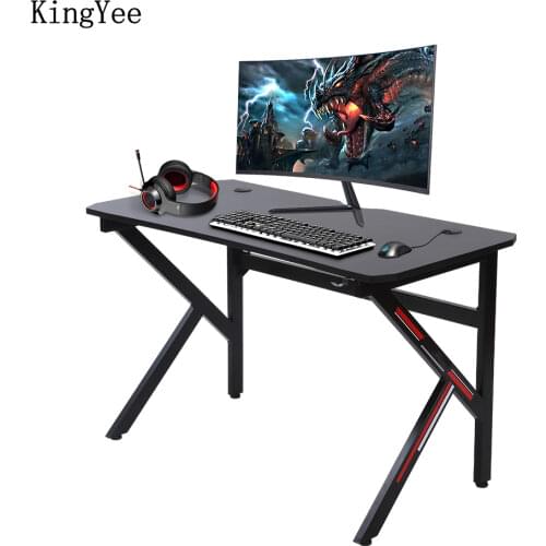 KingYee 120cm office furniture e-sports table desktop computer home desk carbon fiber surface e-sports table K-type iron feet