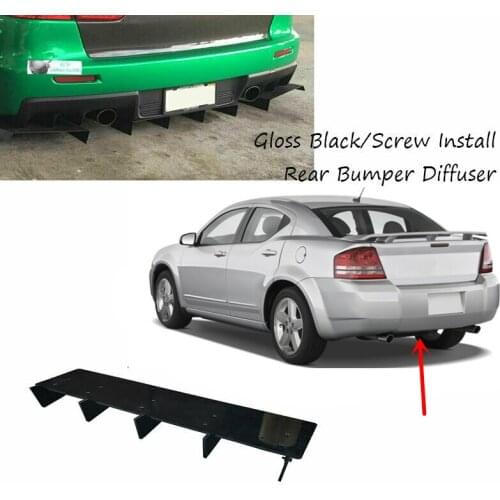 58.4cmx13.2cm Fit For Dodge Avenger 2008-2014 Saloon Gloss Black Set Rear Bumper Fin Air Diffuser 5 Shark Fins Spoiler Universal