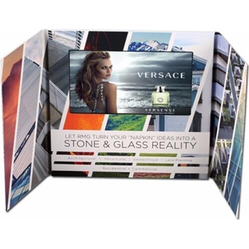 Custom production design 7inch video Brochure Universal Video Greeting Cards watching booklet for Advertising busines on hotsale
