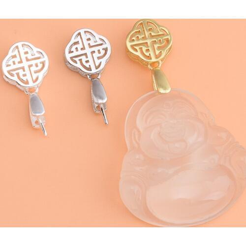 S925 sterling silver buckle accessories jade jade crystal amber pendant melon seed buckle clip buckle handmade diy material