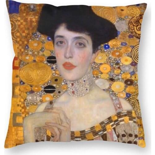 Luxury Gustav Klimt Throw Pillow Case Home Decorative Custom Square The Lady In Gold Cushion Cover Pillowcover for Living Room