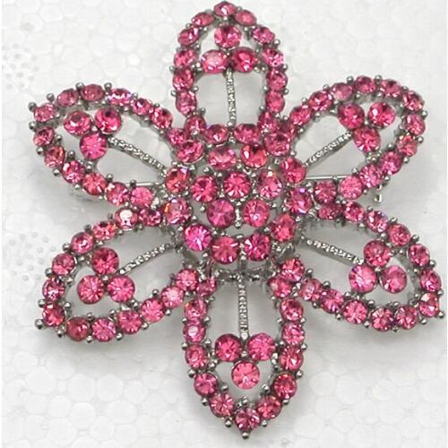 Pink Crystal Rhinestone Flower Pin brooches C2093 J