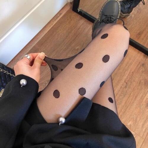Sexy Women Pantyhose Tights Seamless Fishnet Mesh Female Hosiery Black Tight Lingerie Sexy Polka Dot Summer Nylon Tight Stocking