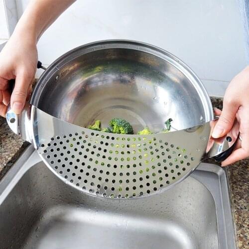 Pot Strainer Stainless Steel Pasta Spaghetti Practical Draining Tool Pan Drainer for Home Kitchen Easy Draining