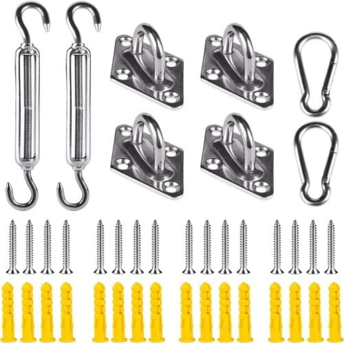 Sun Shade Sail Canopy Accessory Stainless Steel Hardware Kit Turnbuckle Pad Eye Carabiner Clip Hook Screws Courtyard Accessories