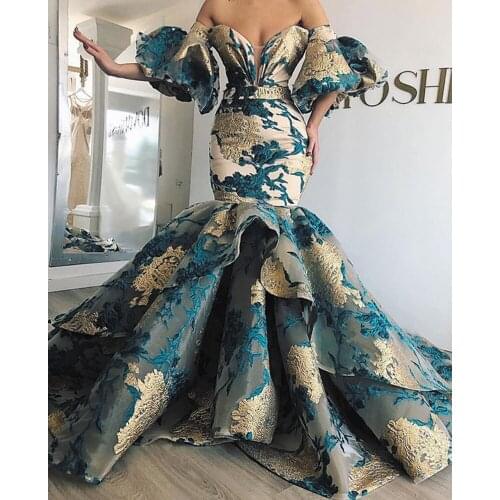 SuperKimJo Abiti Da Cerimonia Luxury Embrodiery Applique Evening Dresses Long off the shoulder Mermaid Vintage Evening Gown