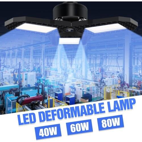 LED Garage Light 40W 60W 80W Industrial Lighting Lamp Bulb E27 High Brightness Deformable Lights LED Workshop Ceiling Bombillas