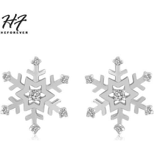 Unique Snowflake Party Christmas Earrings Rose Gold Color Fashion Brand CZ Crystal Vintage Jewelry For Women E215 E357