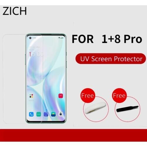 Full Glue UV Liquid Tempered Glass Protector For oneplus 8 oneplus 8 pro Full covered curved Screen Protector for 1+8 1+8 pro