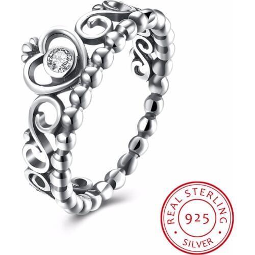 2019 Sale Authentic 925 sterling silver Crown finger women Chain engagement fashion jewelry jewelry ring