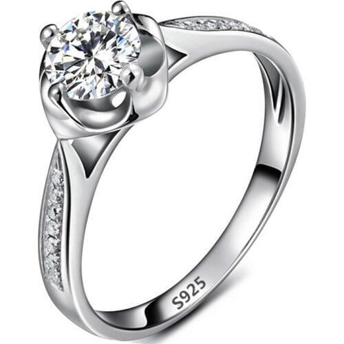 Vintage women wedding silver color wedding ring lady fine jewelry zircon wedding fine ring wholesale us 6 7 8 9 Distribution