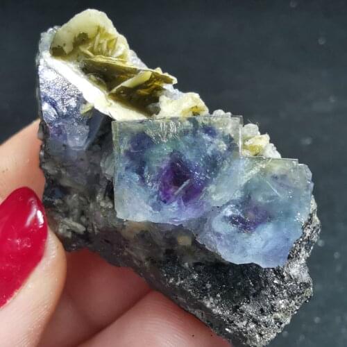 30.5gNatural purple blue fluorite phosphate iron symbiotic mineral healing energy raw stone teaching home decoration QUARTZ GEM