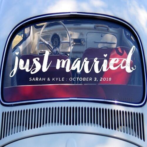 56*15cm Just Married Decal Wedding Vinyl Stickers Modern Fashion Wedding Car Window Art Decor Custom Wall Decals Hot Sale LC310