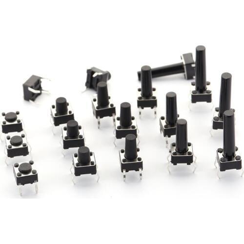 6x6xL=4.3/5/6/7/7.5/8/8.5/9/10/11/12/13/14/15/16/17/18/19/20/21mm High 4Pin DIP Tactile Tact Push Button Micro Switch Self Reset