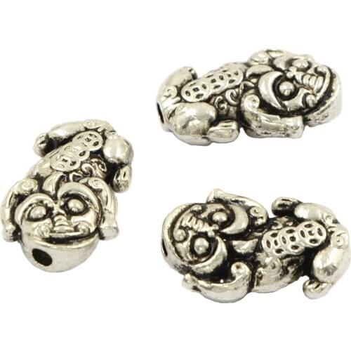 Money Pi Xiu Tibetan Silver Metal HIKYUU Loose Spacer Beads For Making DIY Jewelry Findings Accessories 8pcs