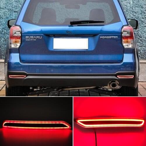 CSCSNL 1 Pair LED Rear Bumper Reflector Light Brake DRL Turn Signal Light 3 Functions Tail Lamp For Subaru Forester 2008-2018