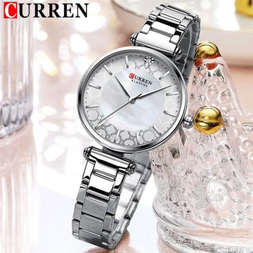 CURREN Women Watch Top Brand Luxury Silver Female Waterproof Clock Mesh Stainless Steel Bracelet Simple Ladies Wristwatch 9072