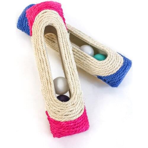 Long roller three sounding balls sisal cat scratching board cat toy can be grinded and teasing cat ball sounding ball pet toy