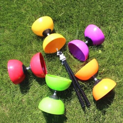 Double-headed Large Leather Bowl Diabolo Juggling Spinning Chinese Yo Yo Classic Toy Children Juggling Toy with Handle and Rope