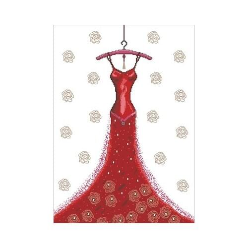 DW- 2488 Red skirt dress Counted Cross Stitch 11CT 14CT 18CT Cross Stitch Kits Embroidery Needlework Sets