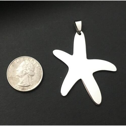 GNAYY Jewelry 5pcs Lot Stainless Steel High Polished Large starfish shiny Pendant Charms necklace no chain in bulk men