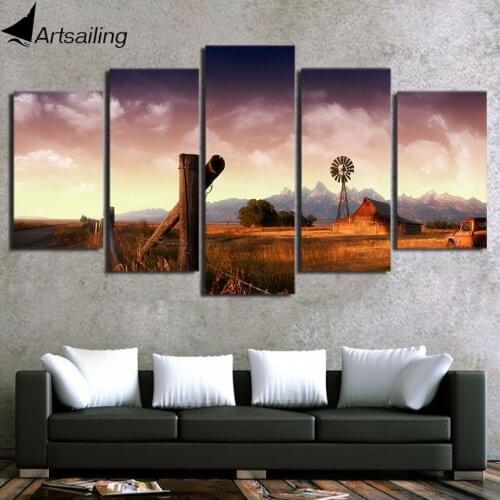 HD 5 piece canvas art Printed landscape Safari Group Painting room decor print poster picture canvas Free shipping/FJ001