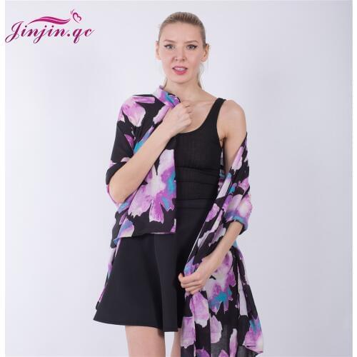 Jinjin.QC 2019 Fashion Summer Beach Shawls Women Scarves and Wraps Echarpe Foulard Femme Muslim Hijab Floral Printed Pashmina
