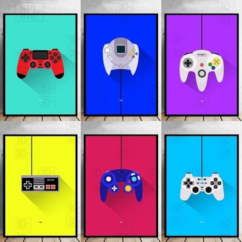 Canvas Painting Game Controller Colorful Gamepad Ps4 Posters and Prints Wall Art Pictures for Living Room Home Decoration